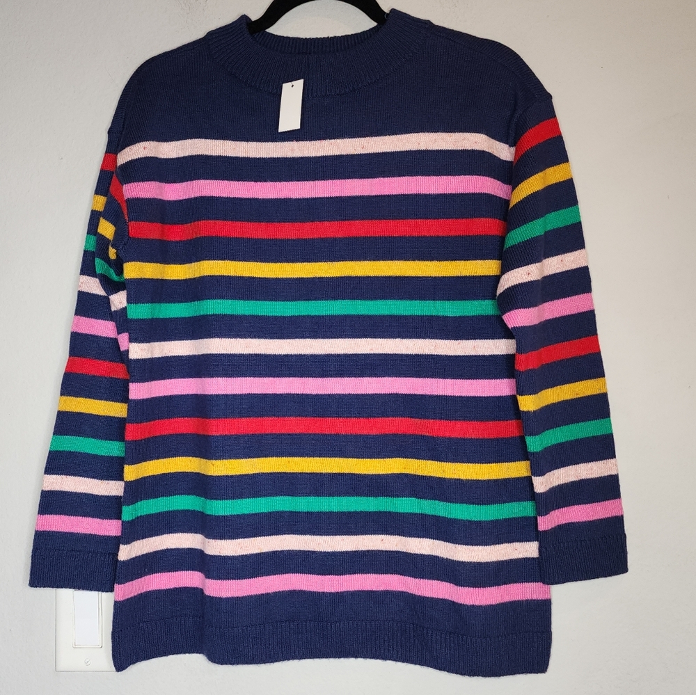 NWT Talbots Rainbow Stripe Mockneck Sweater Size MP Medium Petite